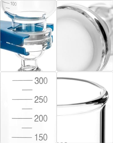 QWORK Glass Vacuum Filtration Distillation Apparatus, 1000ml - Includes Graduated Funnel, Filter Flask, Clamp - 10 Micron Pore Size - Compatible with 42-60mm Membrane Filter Paper - Image 4