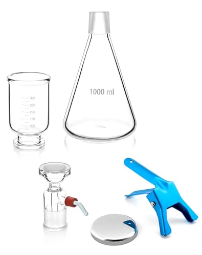 QWORK Glass Vacuum Filtration Distillation Apparatus, 1000ml - Includes Graduated Funnel, Filter Flask, Clamp - 10 Micron Pore Size - Compatible with 42-60mm Membrane Filter Paper - Image 3