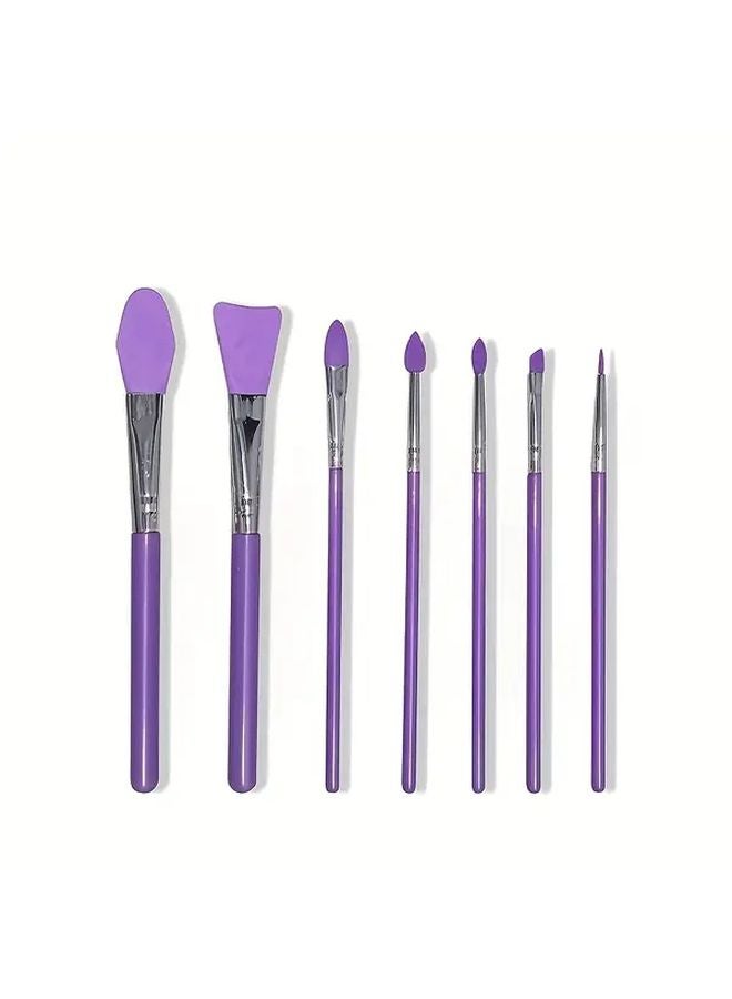 Purple 7pcs Silicone Applicator Set For Epoxy Resin Art And Cream Cosmetics - Image 1