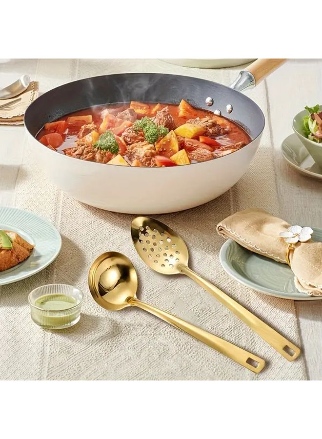 Golden Wedding Tableware Set 4 Spoons 2 Spatulas Stainless Steel Kitchen - Image 2