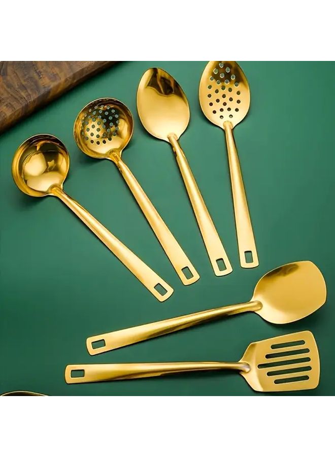 Golden Wedding Tableware Set 4 Spoons 2 Spatulas Stainless Steel Kitchen - Image 1