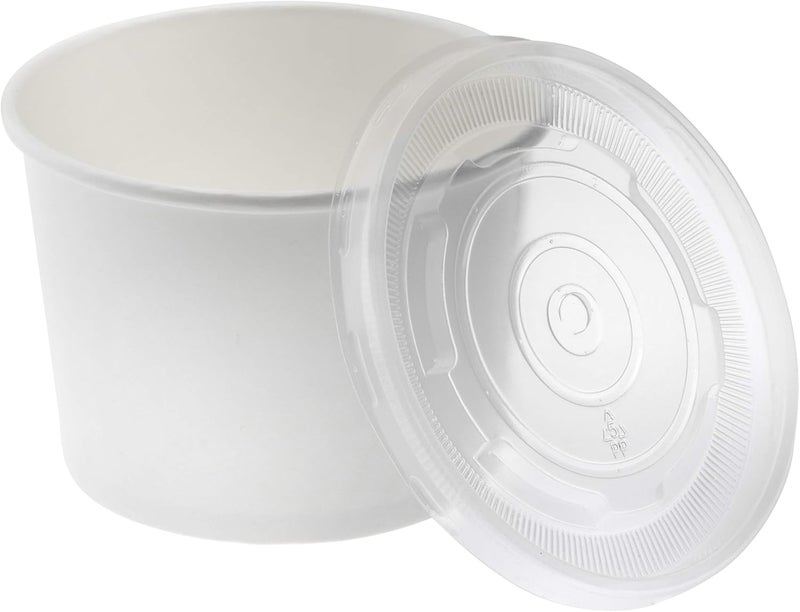 NYHI Kraft 50 Pack 8 oz White Small Paper Bowls Soup Storage Containers With Lids Insulated Take Out Disposable Food Storage Cups For Hot Cold Foods To Go Bowls With Vented Lids - Image 3