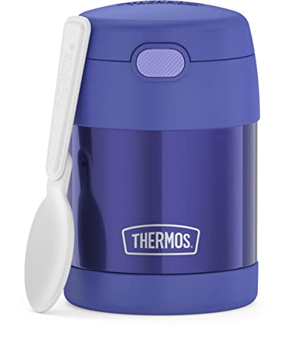 THERMOS FUNTAINER Insulated Food Jar 10 Ounce Kid Friendly Food Jar with Foldable Spoon Purple