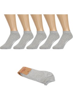 Ozzy Socks 5 Pairs Seamless Cotton Gray Unisex Booties Socks Summer Durable Heel and Toe  - Image 1
