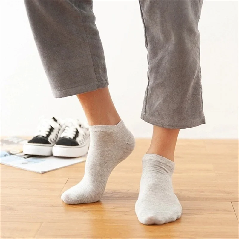 Ozzy Socks 5 Pairs Seamless Cotton Gray Unisex Booties Socks Summer Durable Heel and Toe