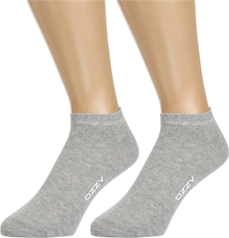 Ozzy Socks 5 Pairs Seamless Cotton Gray Unisex Booties Socks Summer Durable Heel and Toe