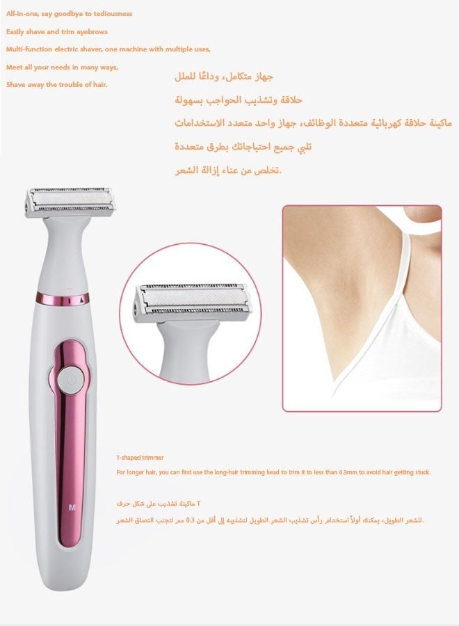 كيلا ماكينة حلاقة كهربائية للنساء، 6 في 1 لإزالة الشعر، قابلة لإعادة الشحن عبر منفذ USB، مجموعة لاسلكية لإزالة الشعر، أداة تشذيب شعر غير مؤلمة لمنطقة البكيني والأنف والإبطين والحاجبين وشعر الجسم - Image 5