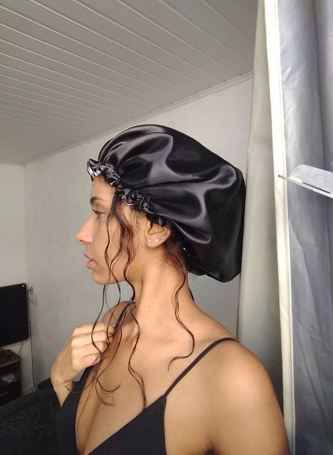 Libea Anti-Tangled Satin Bonnet, Protects your Hair from brekages, minimizes frizz, bonnets helps to keep hair hydrated (Black) - Image 4