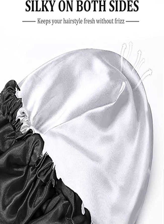 Libea Anti-Tangled Satin Bonnet, Protects your Hair from brekages, minimizes frizz, bonnets helps to keep hair hydrated (Black) - Image 2