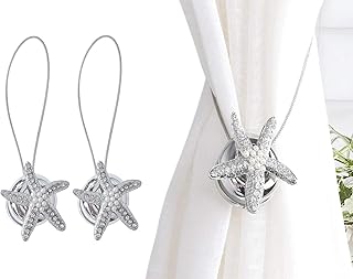 Noviko Silver Curtain Tiebacks Starfish Magnetic Curtain Holdbacks(1 Pair) - Image 1
