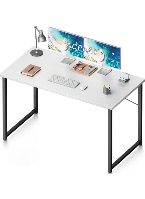Modern Simple Style 100cm Computer Desk for Home Office and Study, White Laptop Table with Storage Bag (100 x 48 cm)