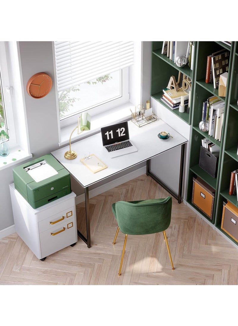 Modern Simple Style 100cm Computer Desk for Home Office and Study, White Laptop Table with Storage Bag (100 x 48 cm)