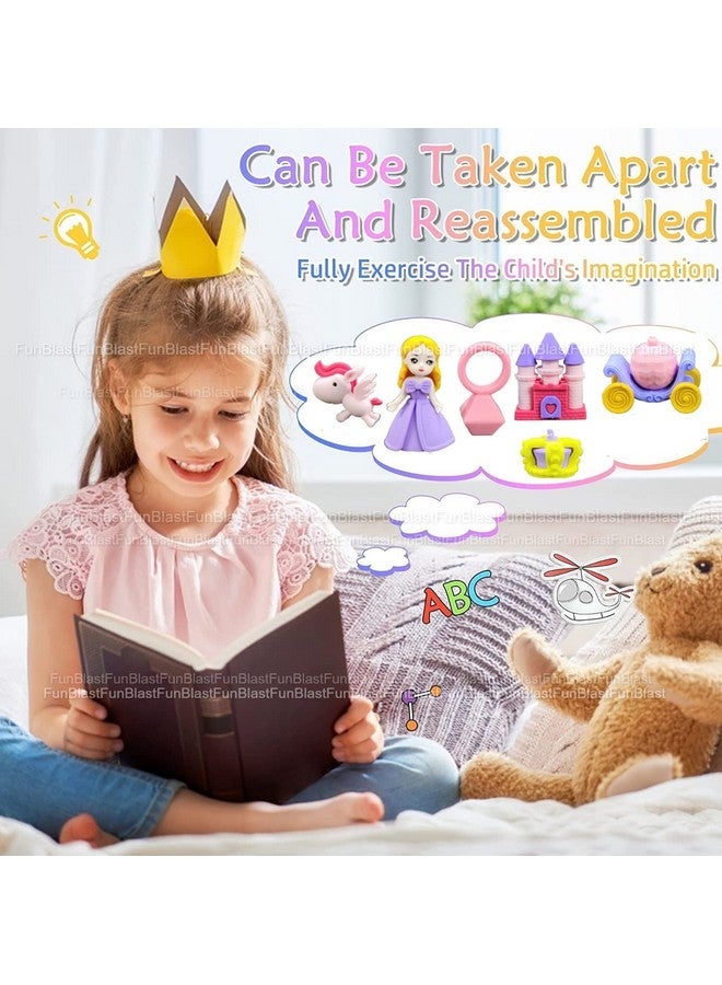 FunBlast Eraser for Kids - Fairy-Tale Palace & Unicorn Theme Erasers Set for Kids, Eraser Set for Return Gift, Stationary Set for Kids, Rubber Eraser for Kids, Stationary Set for Kids (12 Pcs) - Image 3