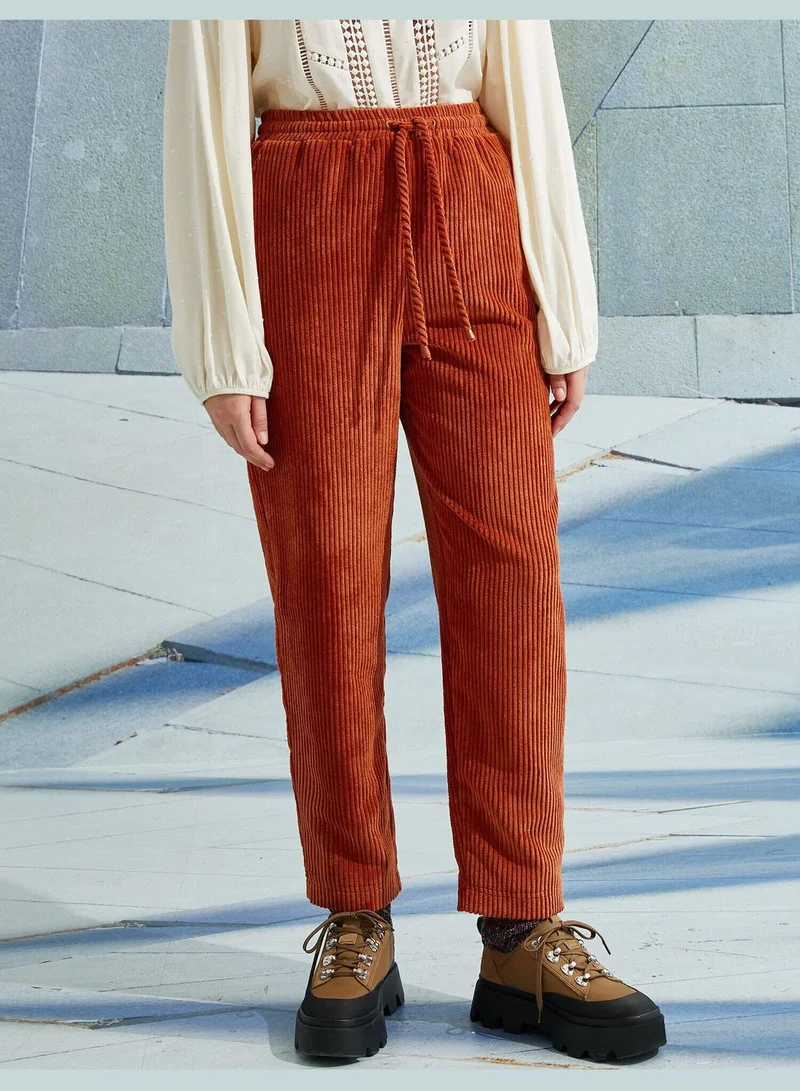 كوتون Drawstring Corduroy Pants