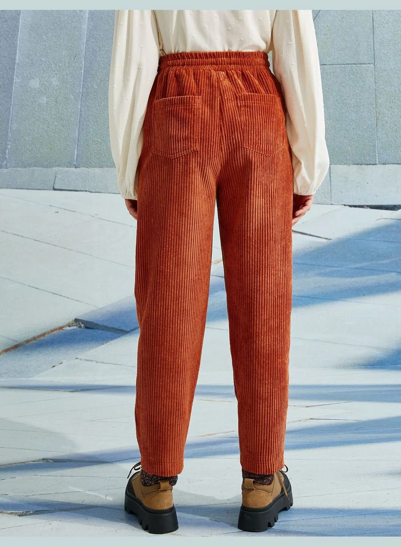 كوتون Drawstring Corduroy Pants