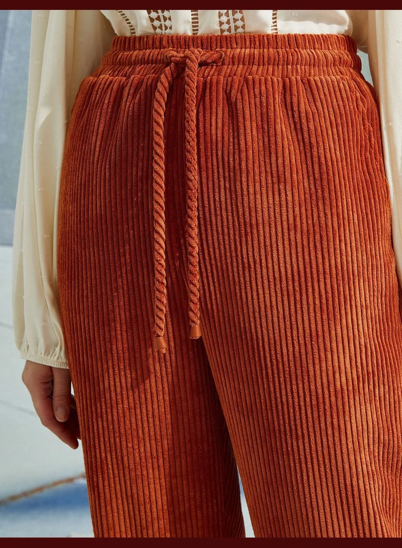 كوتون Drawstring Corduroy Pants