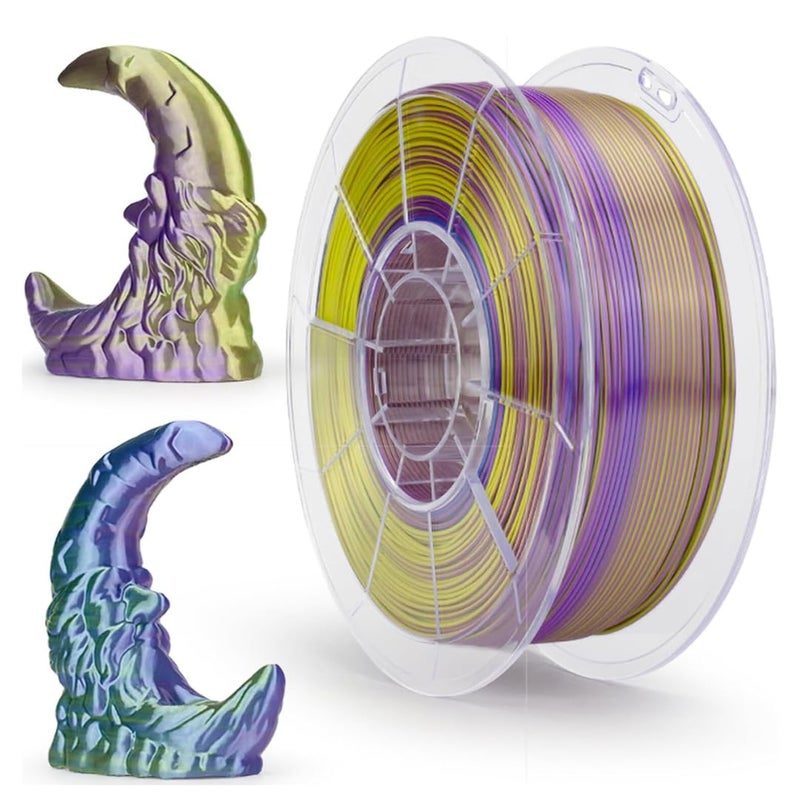 Protomont TECHNOLOGIES خيوط فيلامونت من PLA الحرير 1.75 مم، خيوط طابعة ثلاثية الأبعاد، خيوط حرير لامعة 1.75 PLA، 1 كجم (2.2 رطل) / بكرة (حرير ذهبي أزرق بنفسجي) - Image 1