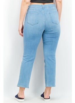 NYDJ Women Straight Fit Washed Stretchable Jeans, Blue  - Image 3