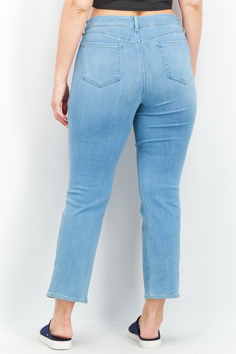 NYDJ Women Straight Fit Washed Stretchable Jeans, Blue - Image 4