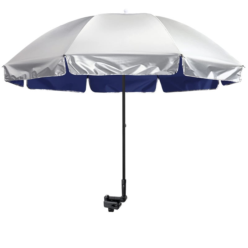 G4Free UPF 50 Universal Clamp On Umbrella Adjustable Outdoor UV Protection Beach Chair Umbrella for Strollers Wheelchairs Patio Chairs and Golf CartsBlue - Image 2