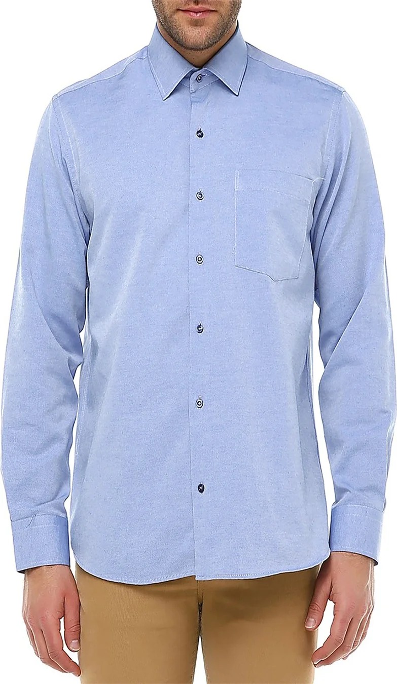 فاريتا Men's Blue Classic Cut Long Sleeve One Pocket Shirt
