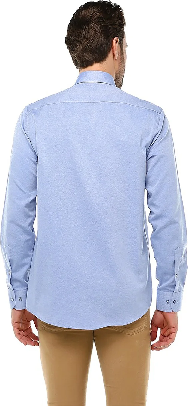 فاريتا Men's Blue Classic Cut Long Sleeve One Pocket Shirt