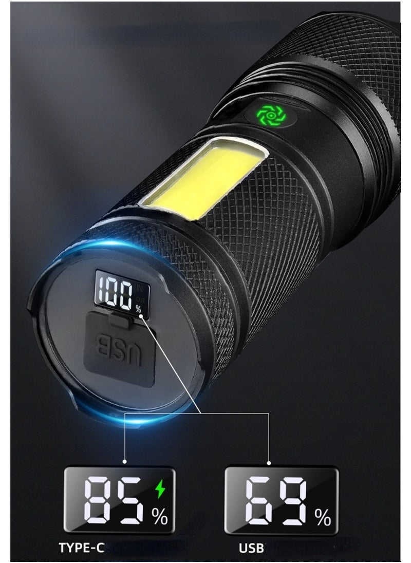 BEILINGDUN - Flashlight for Camping | 9 Modes High Lumens Waterproof and Shockproof Torch Light | 1500 Meters Zoomable 30W LED Camping Accessory | 5000mAh Rechargeable Battery for Up to 10-Hour Usage | Magnetic Base with COB Side Light for Multiple Use Cases - Image 1