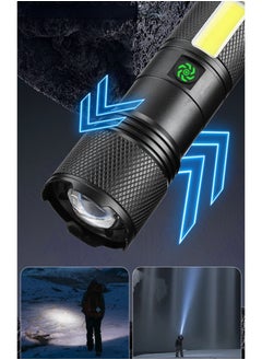 BEILINGDUN Flashlight for Camping | 9 Modes High Lumens Waterproof and Shockproof Torch Light | 1500 Meters Zoomable 30W LED Camping Accessory | 5000mAh Rechargeable Battery for Up to 10-Hour Usage | Magnetic Base with COB Side Light for Multiple Use Cases  - Image 5