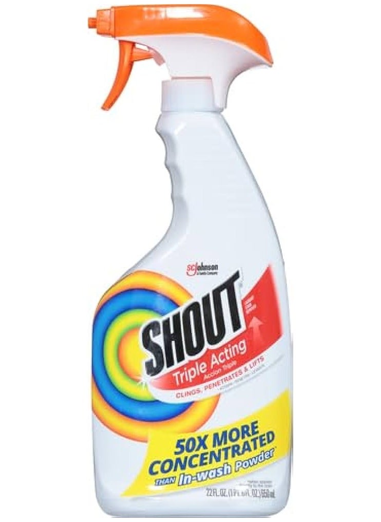 Shout Shout Active Enzyme Laundry Stain Remover Spray, Triple-Acting Formula Clings, Penetrates, and Lifts 100+ Types of Everyday Stains - Prewash Spray 22oz  - Image 1