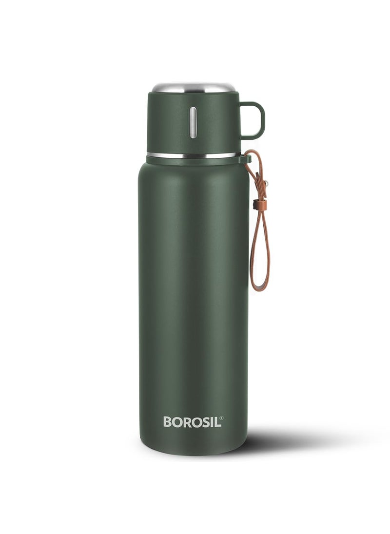BOROSIL Borosil Hydra Cruise Stainless Steel 900 ml Water Bottle | Double Wall Vacuum Insulated, Flask | 17 Hours Hot & 20 Hours Cold | Leakproof, BPA Free | 1 Year Warranty, Green  - Image 1