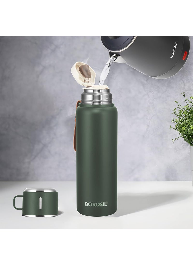 BOROSIL Borosil Hydra Cruise Stainless Steel 900 ml Water Bottle | Double Wall Vacuum Insulated, Flask | 17 Hours Hot & 20 Hours Cold | Leakproof, BPA Free | 1 Year Warranty, Green  - Image 4