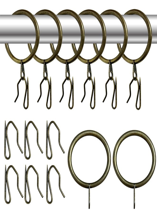 TNsughang 30 Pack Metal Curtain Rings for Drapes and 30 Pack Metal Curtain Hooks Curtain Rings with Hooks Ring Hooks for Curtains Drapery Rings with Hooks for Window Door Shower (Bronze, 1.18inch) - Image 1