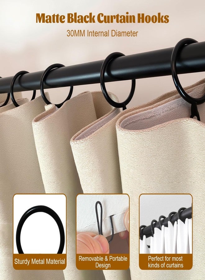 TNsughang 30 Pack Metal Curtain Rings for Drapes and 30 Pack Metal Curtain Hooks Curtain Rings with Hooks Ring Hooks for Curtains Drapery Rings with Hooks for Window Door Shower (Bronze, 1.18inch) - Image 3