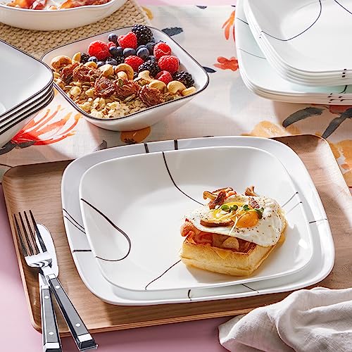 Corelle Vitrelle 6-Piece Salad Plate Set, Triple Layer Glass and Chip Resistant, Lightweight Square 8-1/2-Inch Plates Set, Splendor - Image 4
