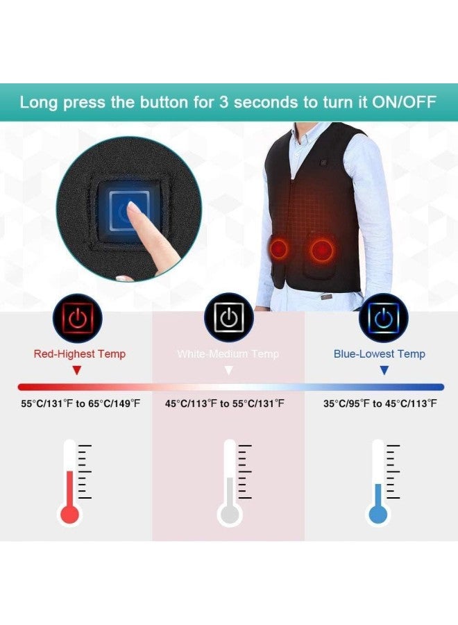 silvercnc Electric Heated Vest with USB Charger, Body Warm Wrap Jacket Cloth Therapy Pad with 3 Temperature for Cold Outdoor Activities, Hunting Camping Hiking Skiing Fishing Fit for Women and Men (M) - Image 4