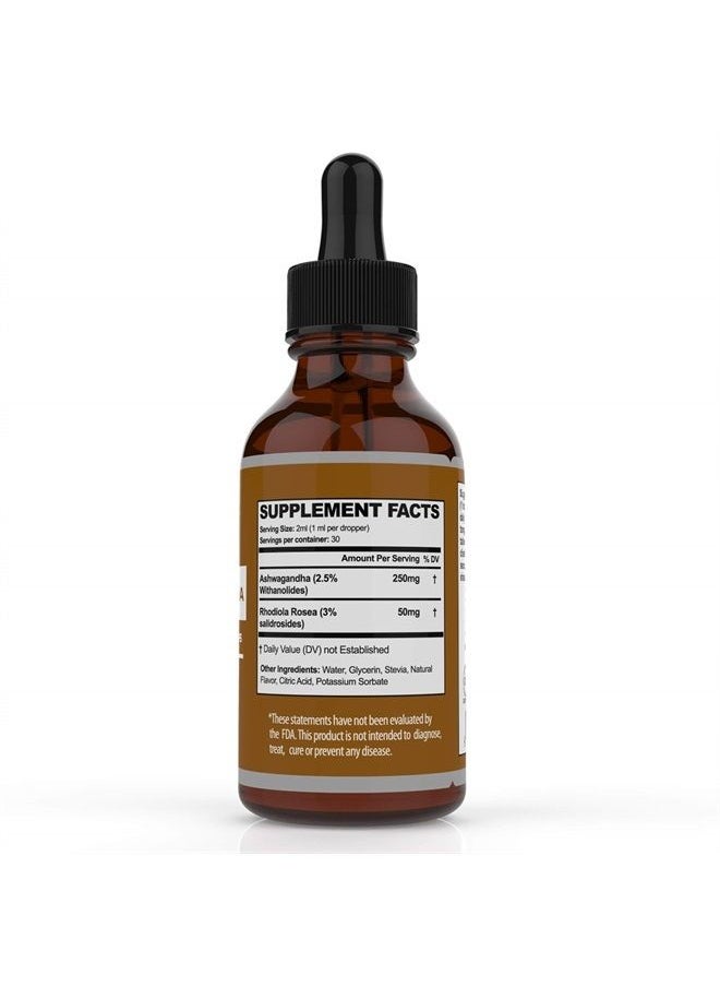 Ultra6 Nutrition - Ashwagandha Liquid Drops | Ashwagandha Supplements with Rhodiola Rosea Tincture | Ashwagandha Root Extract for Mood, Energy, and Relaxation - Image 1