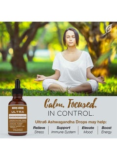 Ashwagandha Liquid Drops | Ashwagandha Supplements with Rhodiola Rosea Tincture | Ashwagandha Root Extract for Mood, Energy, and Relaxation