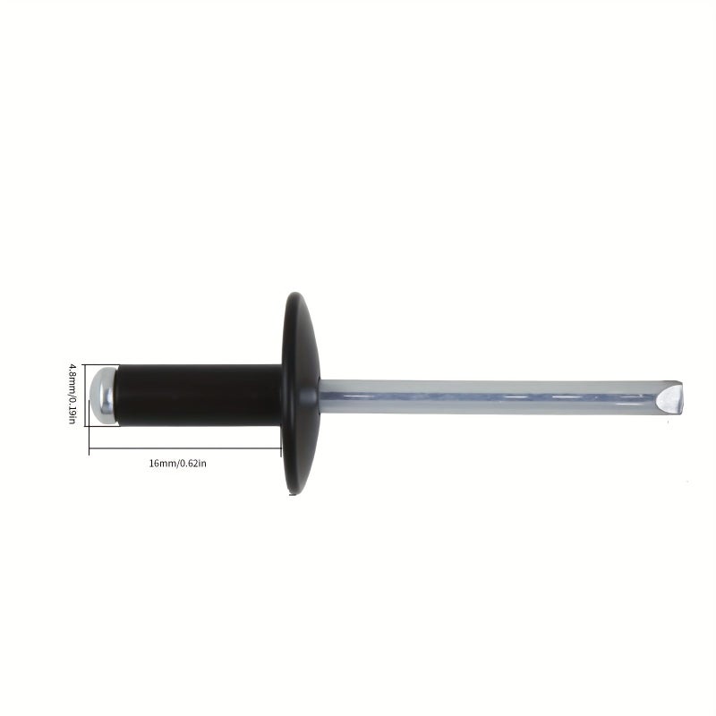 50 Pack Aluminum Blind Rivets 4.8 x 16mm Black Large Head for Sheet Metal Furniture - Image 2