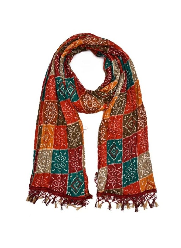 Accessorize Kingdom Women Rajasthani Traditional Silk Bandhej Dupatta 2.25Mtr  - Image 1