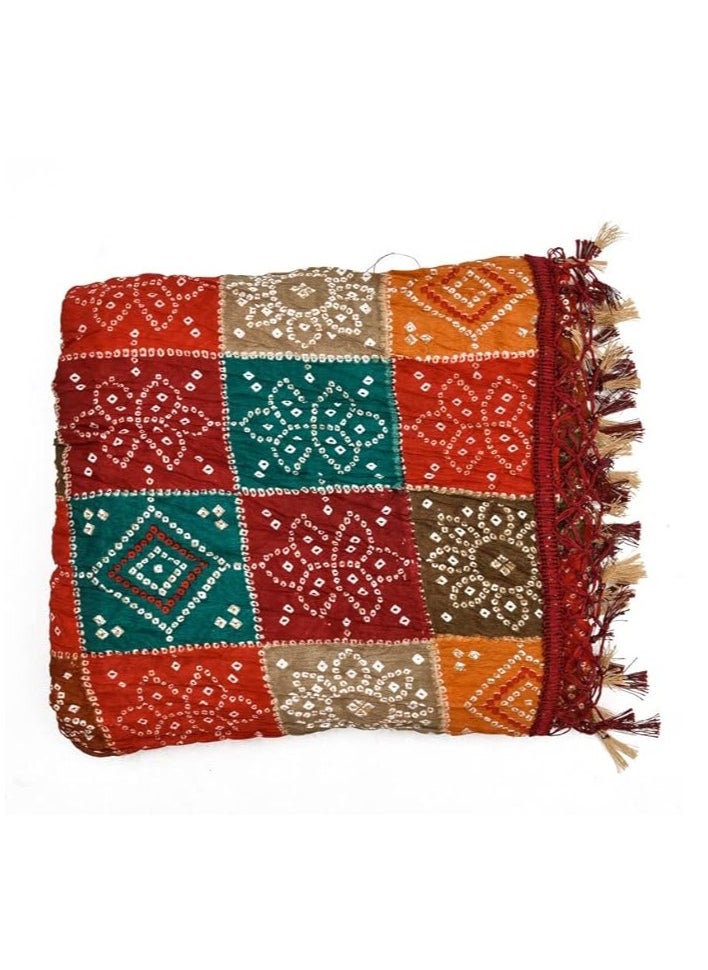Accessorize Kingdom Women Rajasthani Traditional Silk Bandhej Dupatta 2.25Mtr  - Image 2
