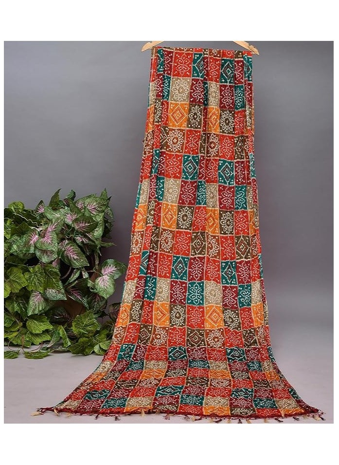 Accessorize Kingdom Women Rajasthani Traditional Silk Bandhej Dupatta 2.25Mtr  - Image 3