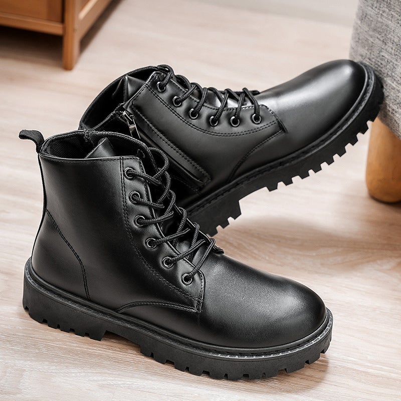 Popular Side Zipper High-Top Leather Boots For Men British Style Black Leather Shoes Workwear Chelsea Short Boots Dropshipping - Image 5