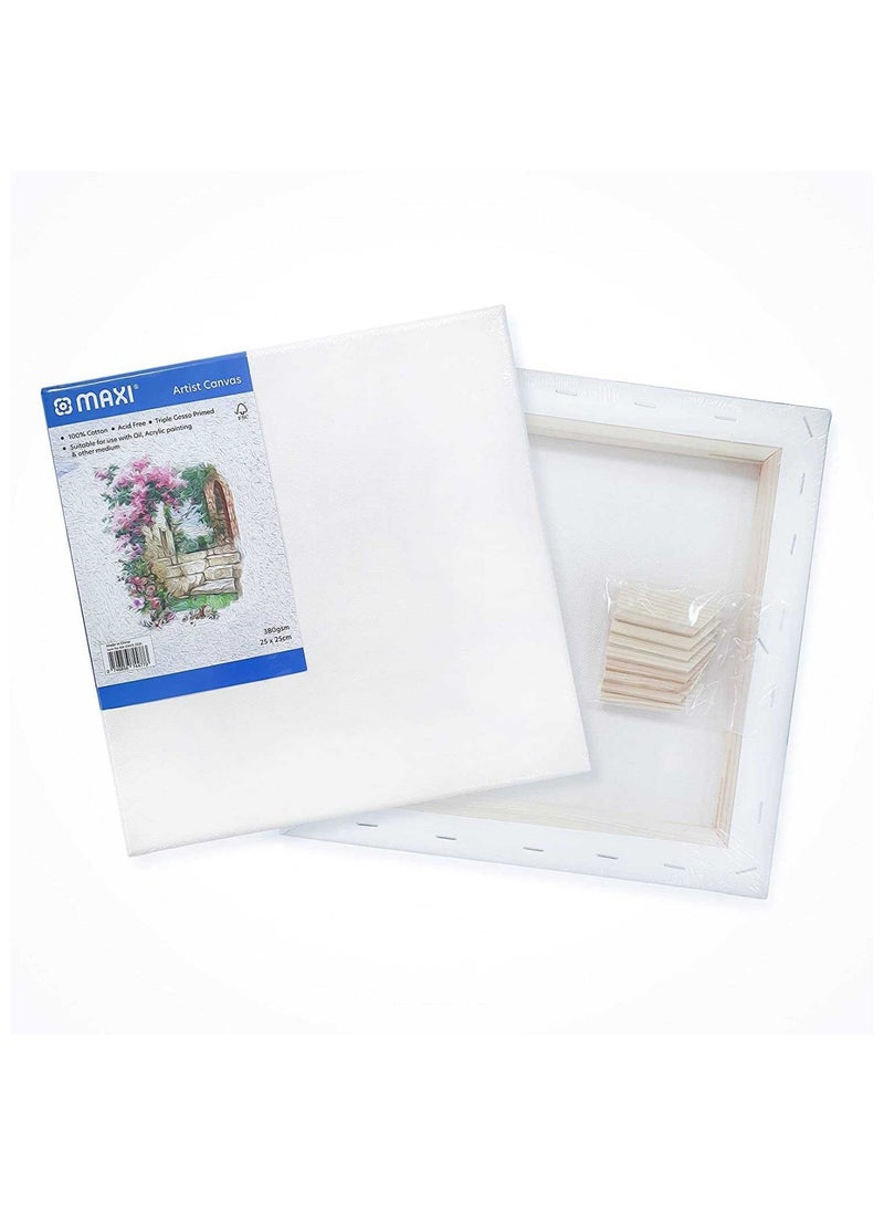 Maxi 1-Piece Stretched Canvas 25x25cm Size 380gsm Thickness