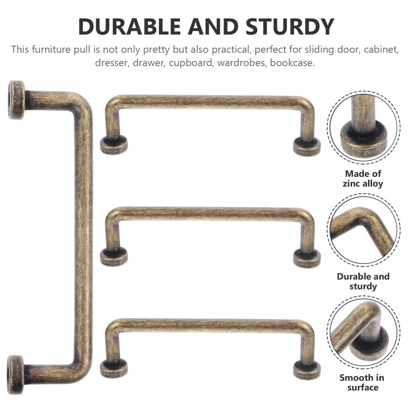 Vintage Bronze Cabinet Pulls Handles Set 4Pcs 96mm Hole Spacing for Drawer Wardrobe Door - Image 4