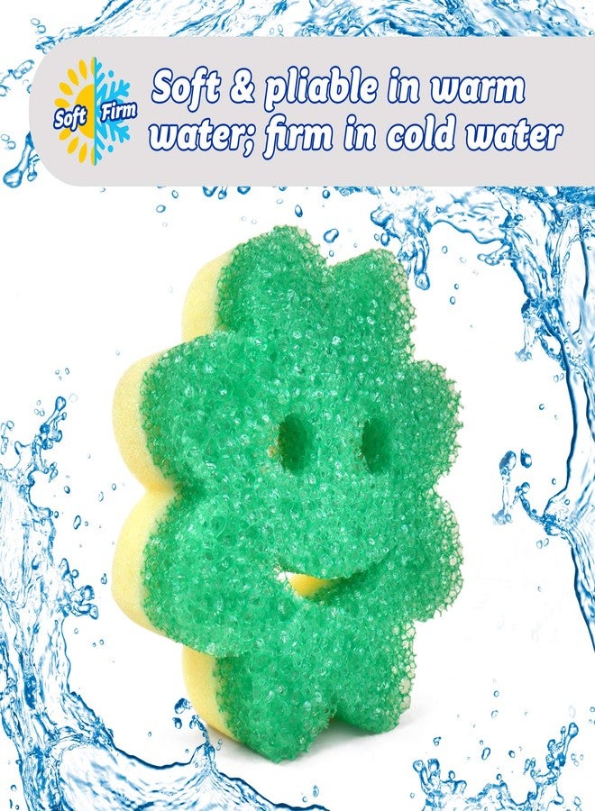 Scrub Daddy Sponge Set - Scrub Mommy Power Flower Dual- Sided Sponge and Scrubber - Non Scratch Sponge for Dishes and Home, Odor Resistant, Firm in Cold Water Soft in Warm , Multi-Surface 3 ct - Image 4
