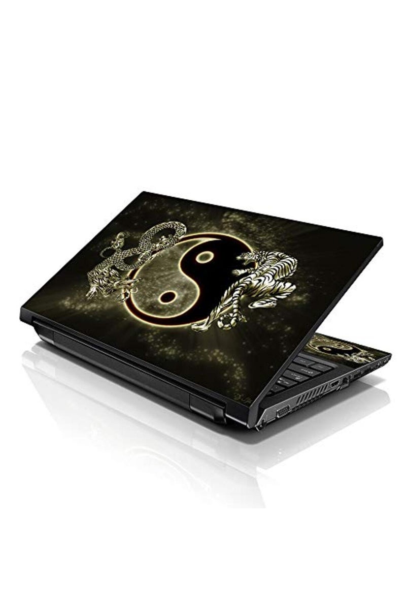 LSS Laptop 15 15.6 Skin Cover with Colorful Ying Yang Dragon Tiger Pattern for HP Dell Lenovo Apple Asus Acer Compaq - Fits 13.3" 14" 15.6" 16" (2 Wrist Pads Free) - Image 1