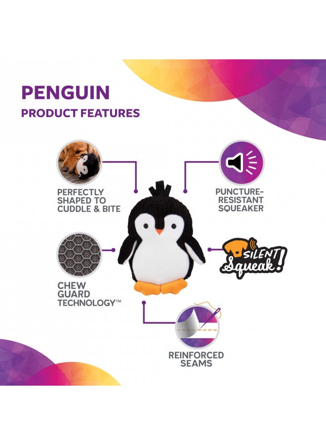 TrustyPup Strong 'N Silent Penguin Silent Squeak Plush Dog Toy, Chew Guard Technology - Black/White, Medium - Image 4