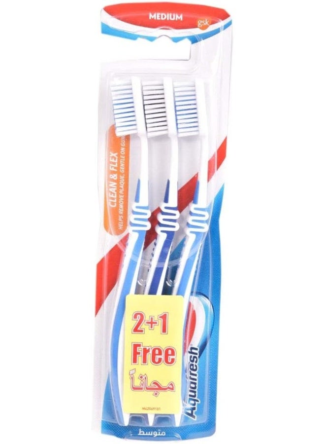 Aquafresh Clean & Flex Toothbrush, Turbulent Back, Medium - Image 1