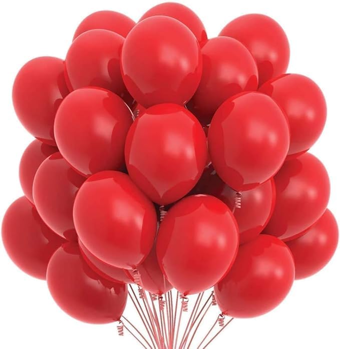 MANGO 100 PCS 12 Inches Pearlized Red Latex Balloons Large Thick Big Round Shining Pearlescent Biodegradable Bulk Helium Gas or Air Inflated for Kids Birthday Wedding Party Decorations Supplies Favors - Image 2