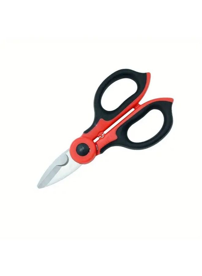 مقص كهربائي من الفولاذ المقاوم للصدأ باللونين الأحمر والأسود، قاطع كابلات مضاد للانزلاق، كماشة تجريد الأسلاك - Image 1